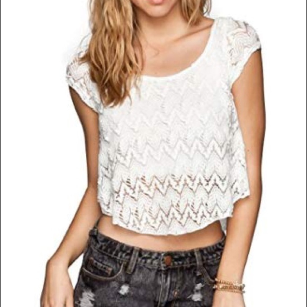Black boho lace crop top